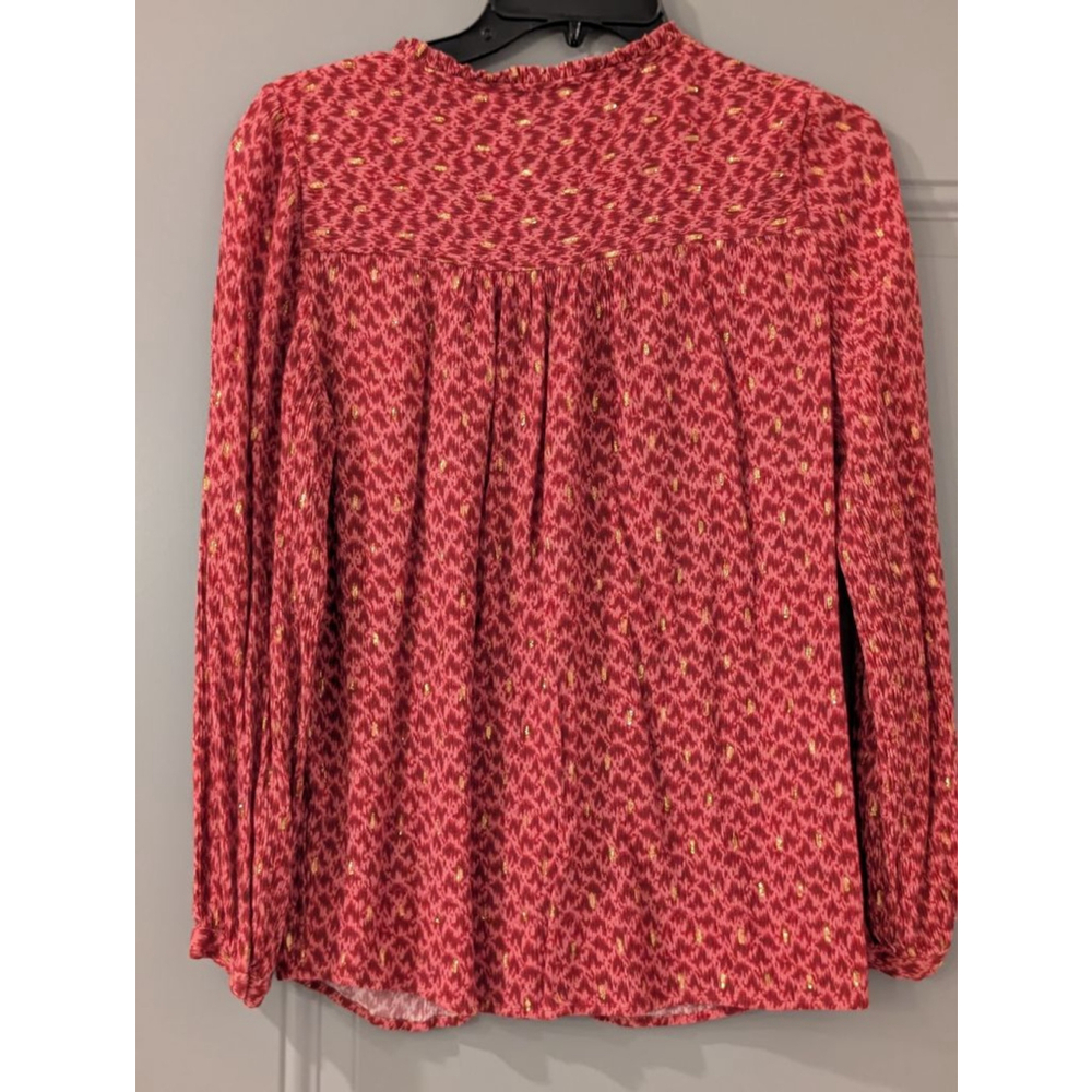 Women's PAIGE Red Gold Patterned Blouse S - Picture 4 of 5